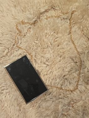 Zara Black and Gold Rectangular Chain Clutch